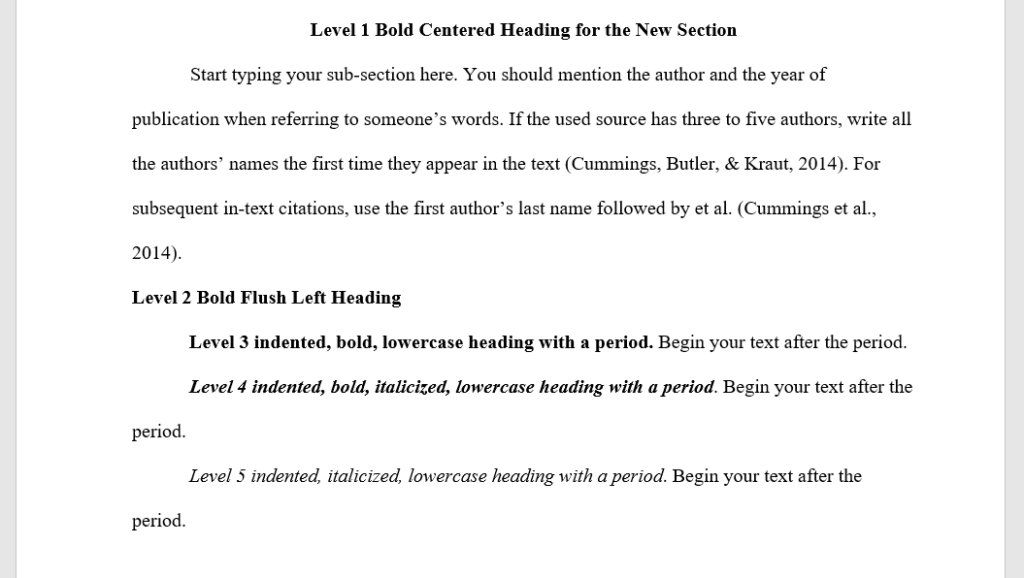 Heading Levels in APA 7