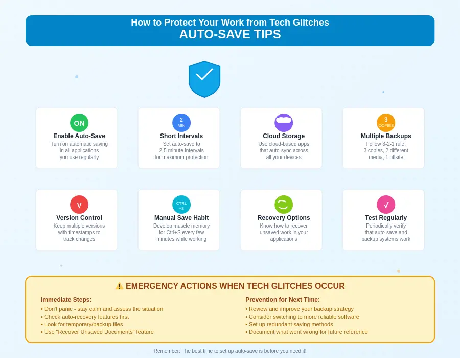 Save your work using auto saves